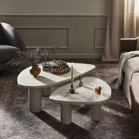 Cream Marble Nesting Coffee Tables