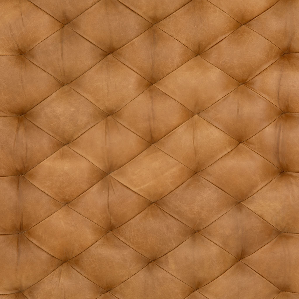 Diamond Tufted Leather Ottoman, Delivered to You Sooner