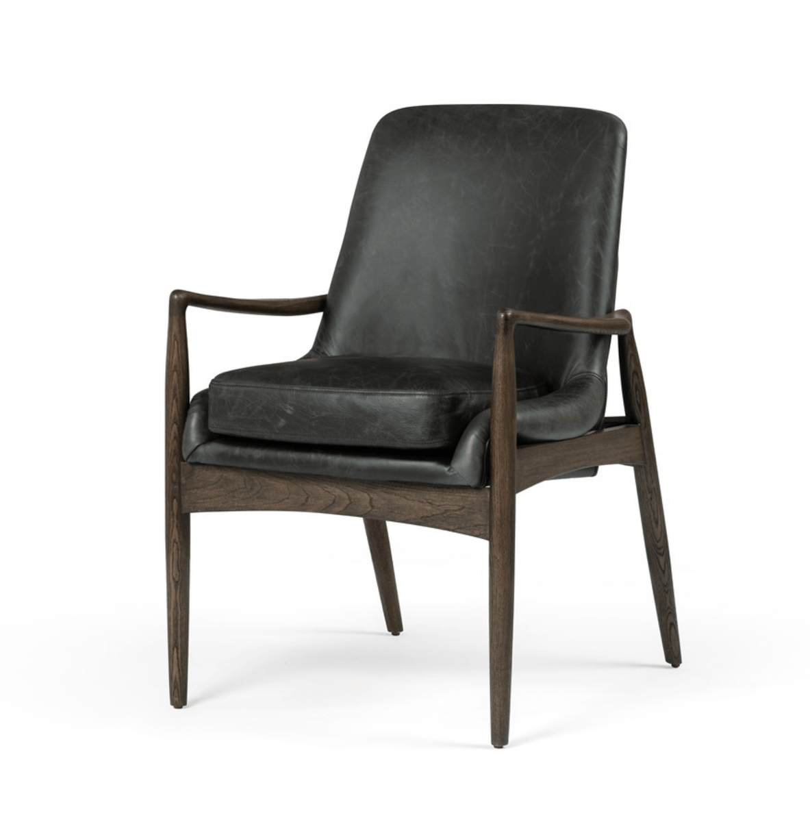 Black Leather Dining Armchair