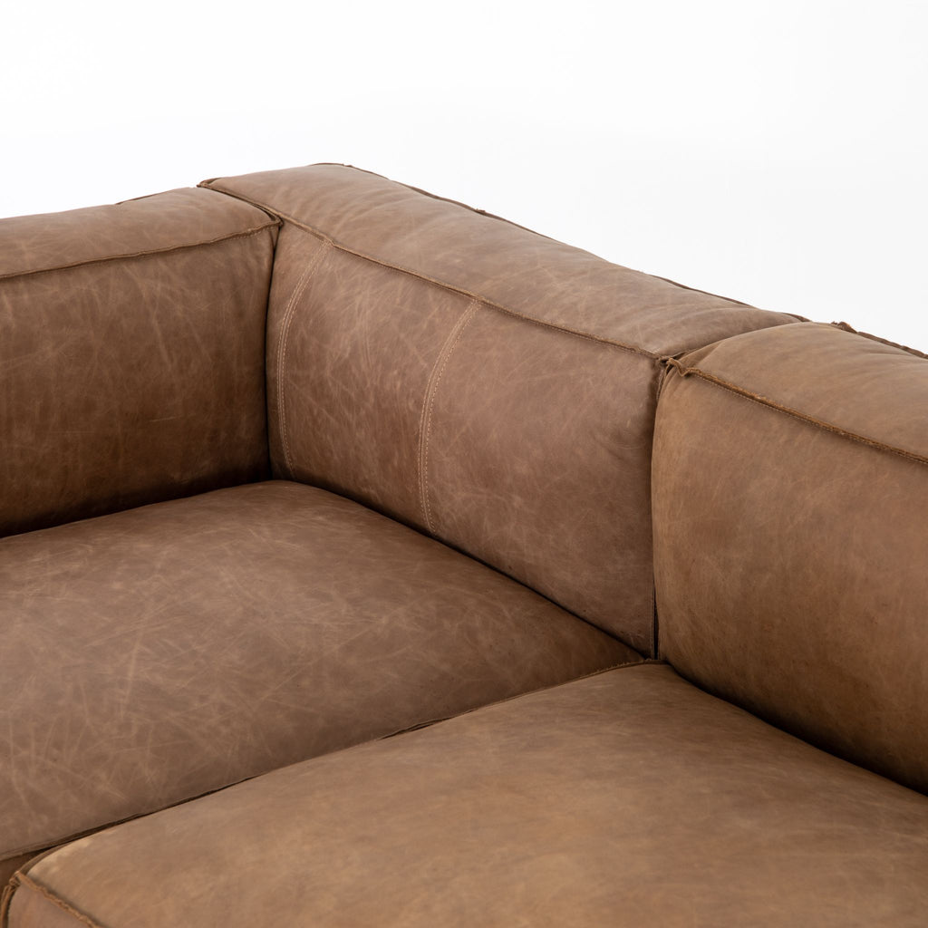 Lecco Sectional, Natural Washed Leather Reverse Stitch