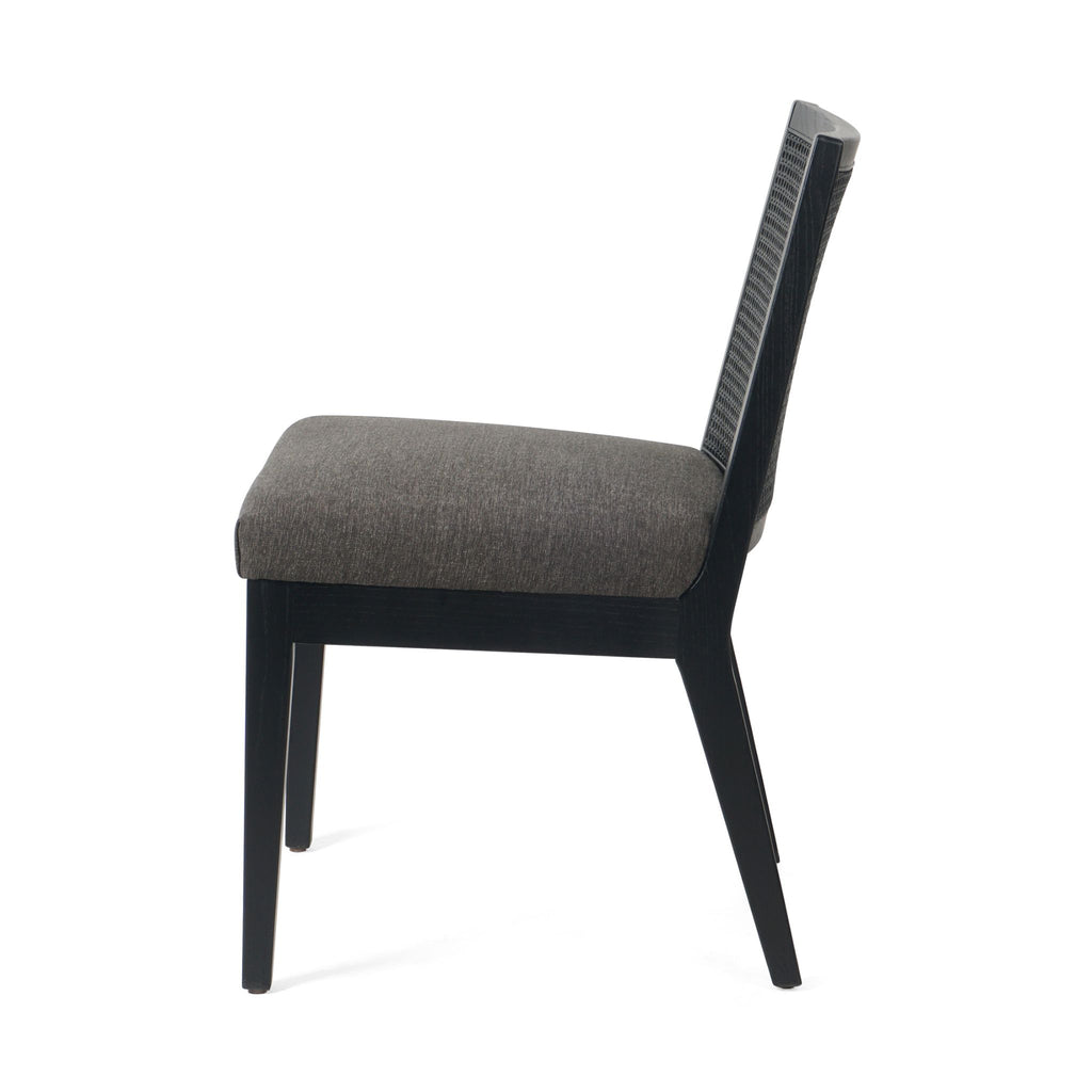 Natural Cane Armless Dining Chair, Brushed Ebony Savile Charcoal