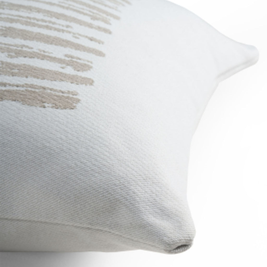 Outdoor Cushion, White Linear Square