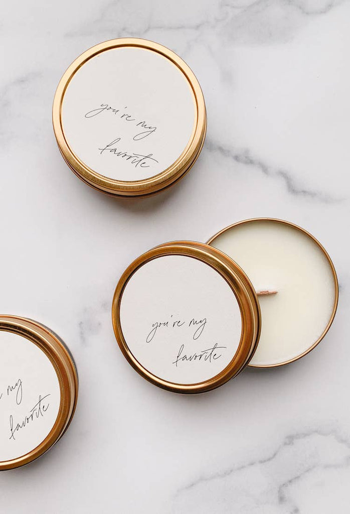 "You're My Favorite" Soy Travel Candles: Peony + Salt