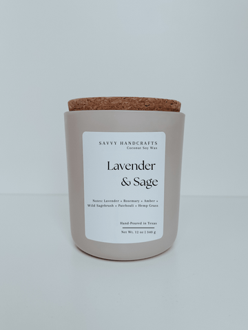 12oz Candle - Lavender & Sage: Clear Frost - Sage InteriorsSavvy Handcraftscandle