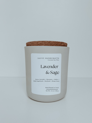 12oz Candle - Lavender & Sage: Cream - Sage InteriorsSavvy Handcraftscandle