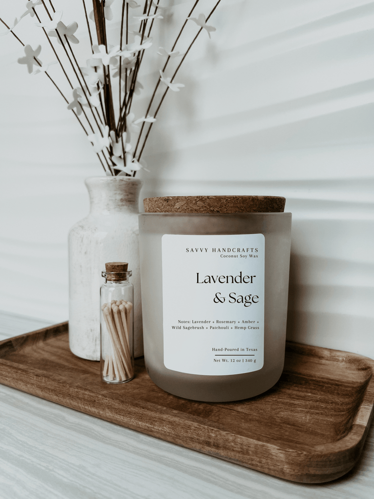 12oz Candle - Lavender & Sage: Cream - Sage InteriorsSavvy Handcraftscandle