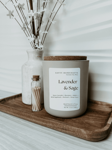 12oz Candle - Lavender & Sage: Cream - Sage InteriorsSavvy Handcraftscandle