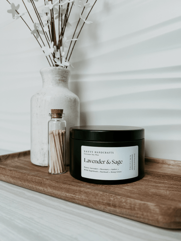 5oz Candle - Lavender & Sage: Black - Sage InteriorsSavvy Handcraftscandle