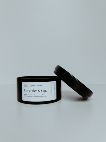 5oz Candle - Lavender & Sage: Black - Sage InteriorsSavvy Handcraftscandle