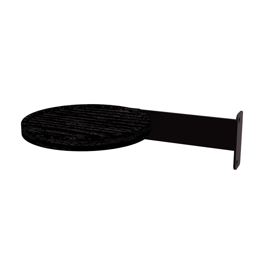 Black wall-mounted soap dish on a white background