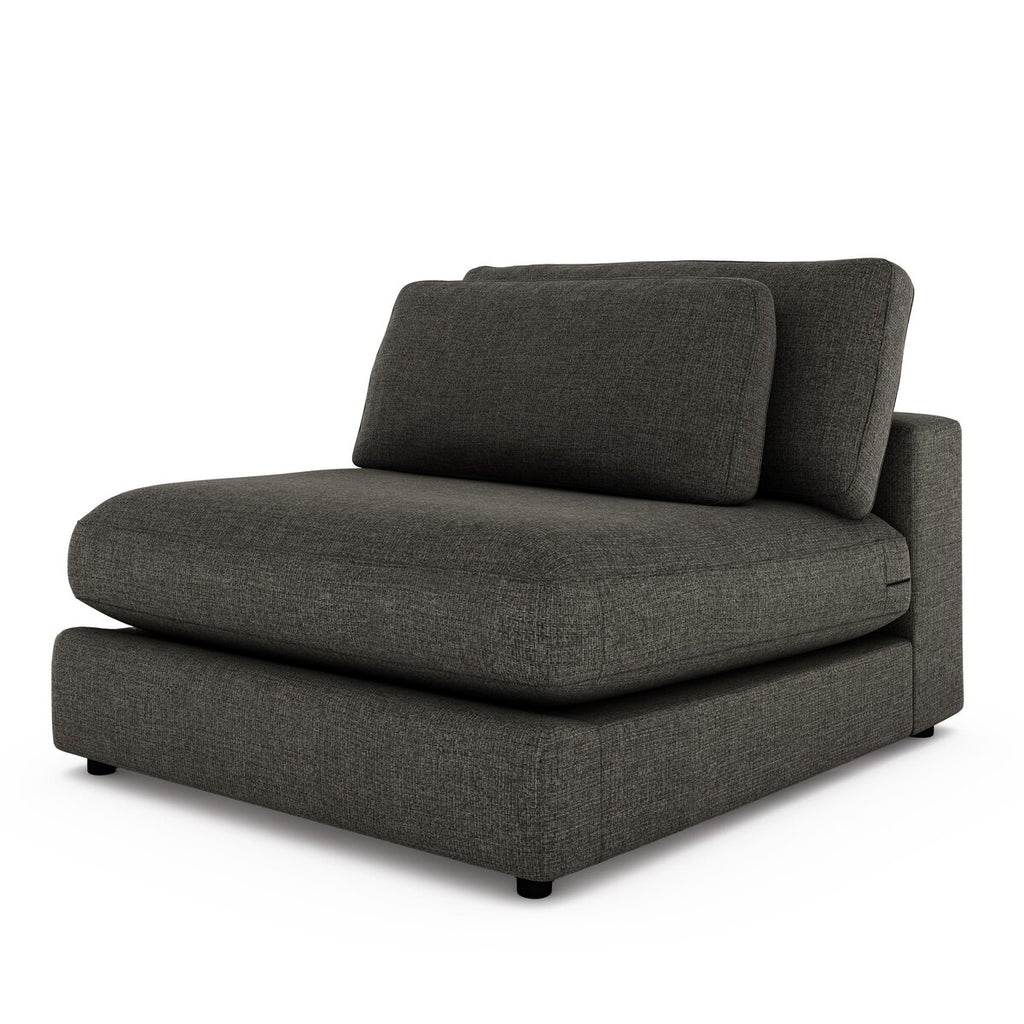 Gray upholstered chair on a white background