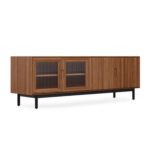 Munro Credenza – Walnut or Oak Storage Cabinet with Fluted Glass Doors - Sage InteriorsGusCabinet