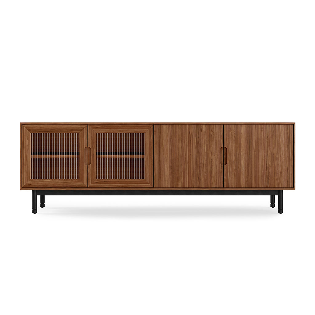 Munro Credenza – Walnut or Oak Storage Cabinet with Fluted Glass Doors