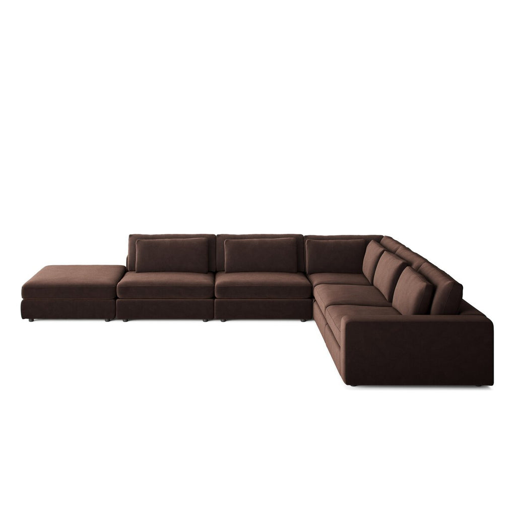 Brown sectional sofa on a white background