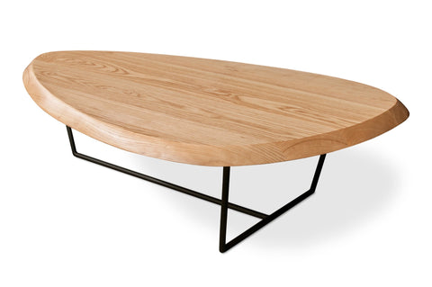 Accents Hull Coffee Table – FSC® Ash Wood with Sculptural Steel Base - Sage InteriorsSage InteriorsCoffee Table