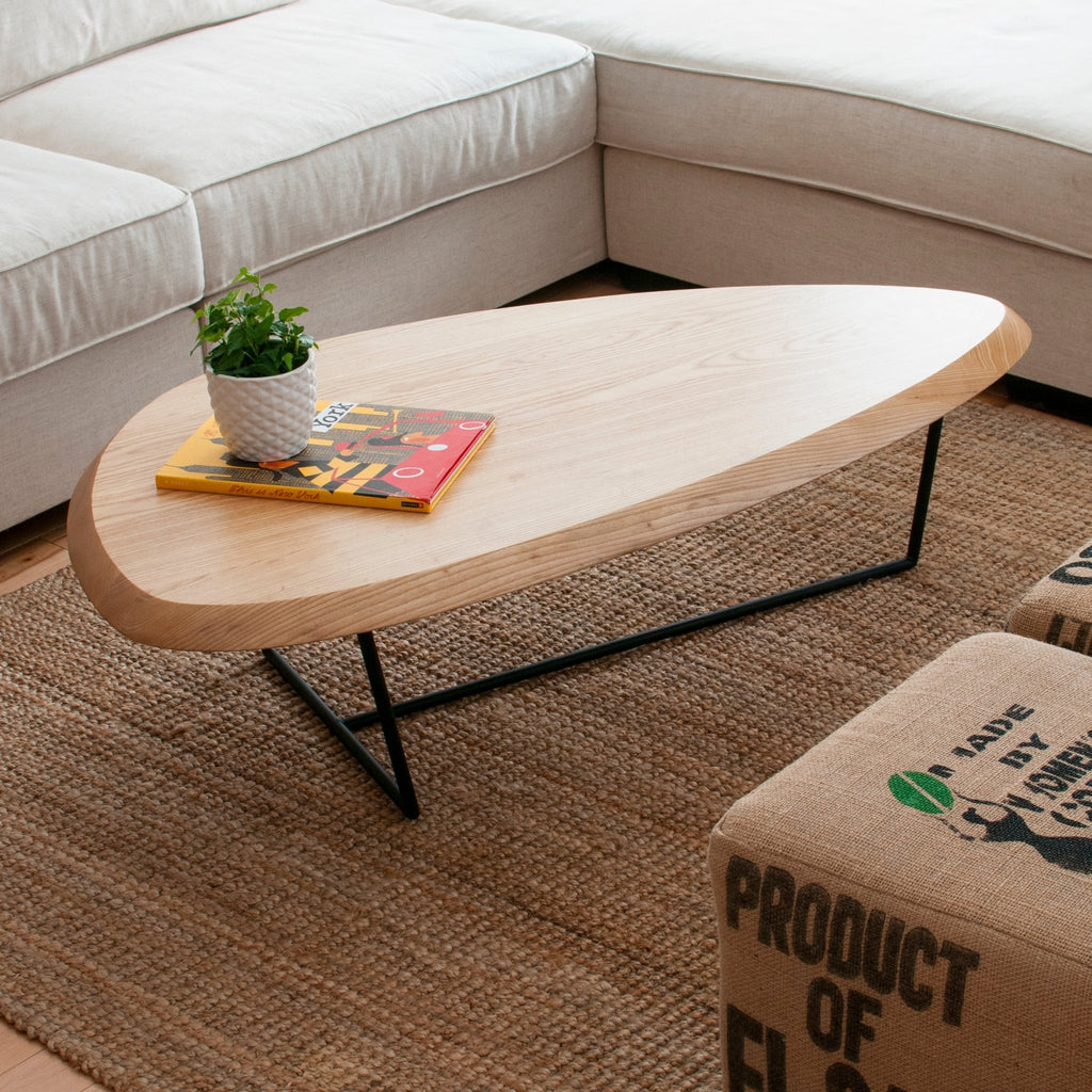 Accents Hull Coffee Table – FSC® Ash Wood with Sculptural Steel Base - Sage InteriorsSage InteriorsCoffee Table