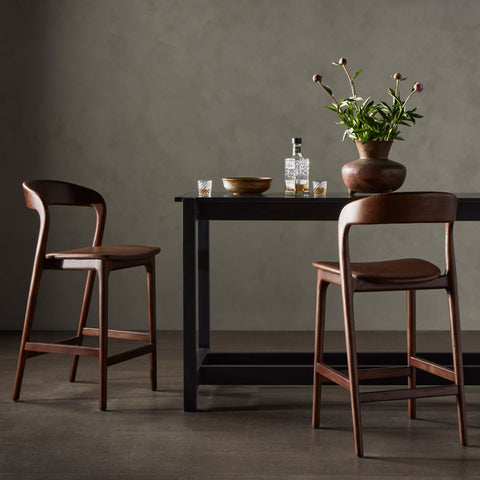 Allston Bar Stool, Leather Sonoma Coco, Delivered to You Sooner