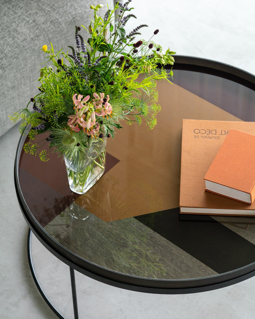 Angle Glass Tray Bronze Finish with Layered Motif Sage Interiors - Sage InteriorsEthnicrafttray