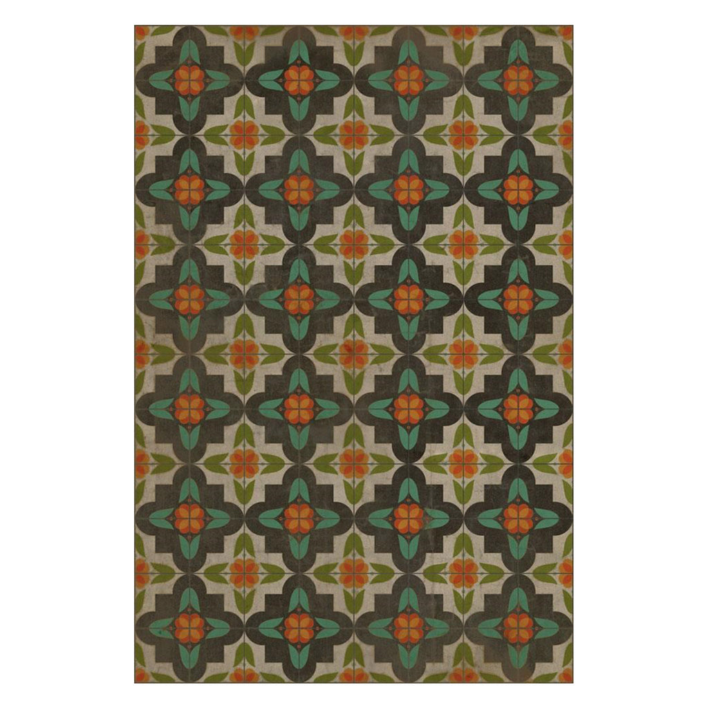 Anna's Garden Vintage Vinyl Floorcloth - Sage InteriorsSpicher and Co