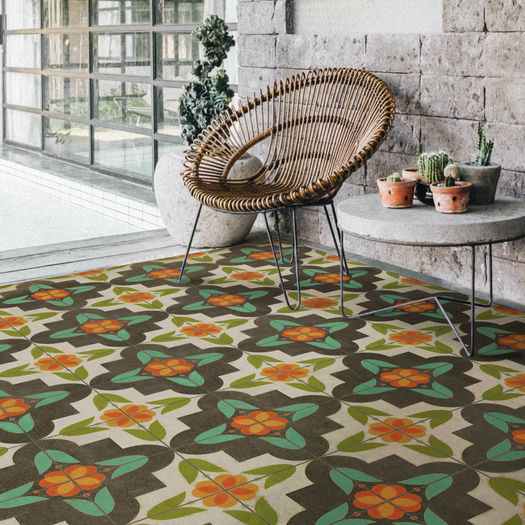 Anna's Garden Vintage Vinyl Floorcloth - Sage InteriorsSpicher and Co