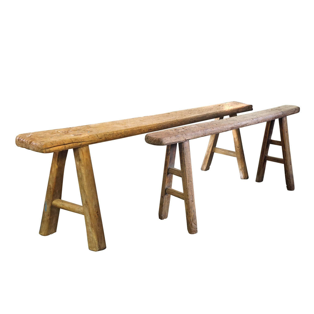 Antique Skinny Wooden Bench, Size 45 - 55 in - Sage InteriorsNACH