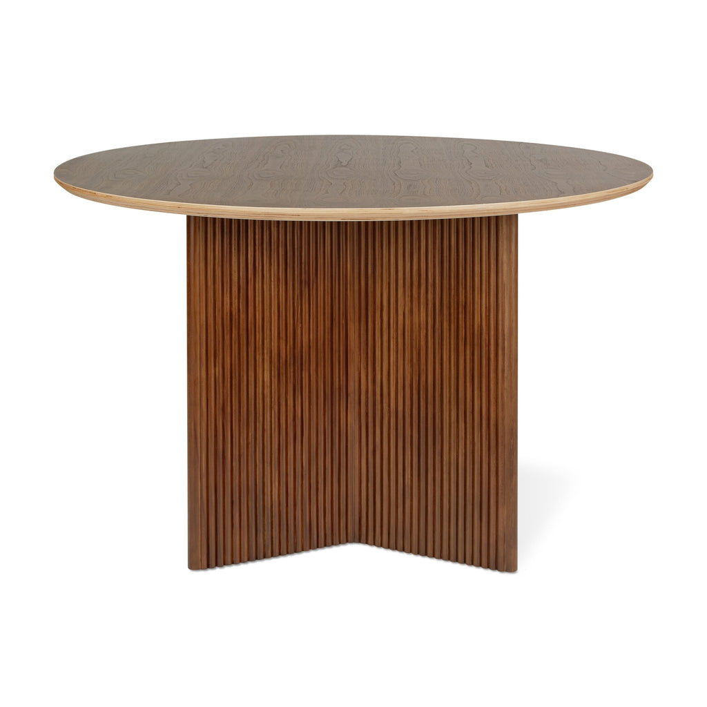 Atwell Dining Table – Round Wood Table with Sculpted Chevron Base - Sage InteriorsSage InteriorsAtwell Dining Table