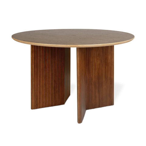 Atwell Dining Table – Round Wood Table with Sculpted Chevron Base - Sage InteriorsSage InteriorsAtwell Dining Table
