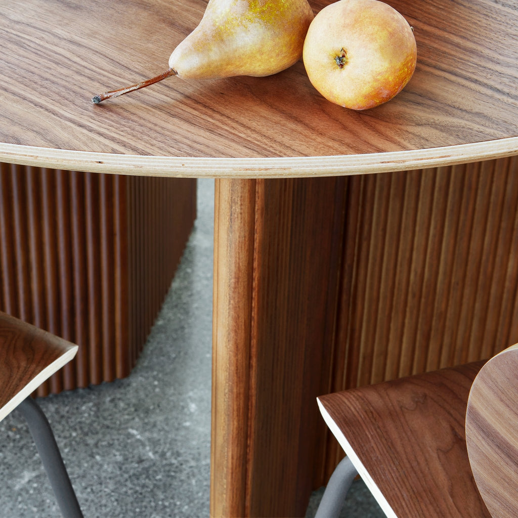Atwell Dining Table – Round Wood Table with Sculpted Chevron Base - Sage InteriorsSage InteriorsAtwell Dining Table