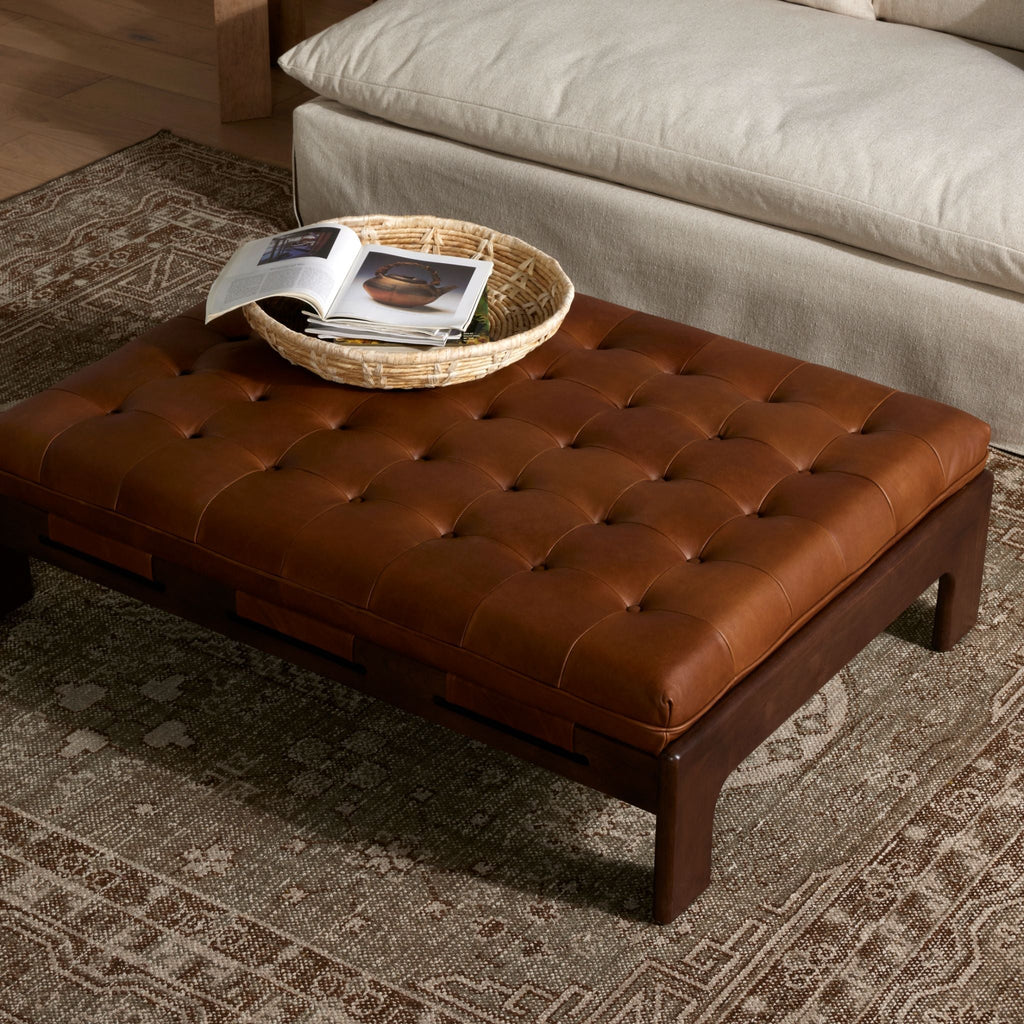 Bassano Tufted Ottoman, Leather - Sage InteriorsFH