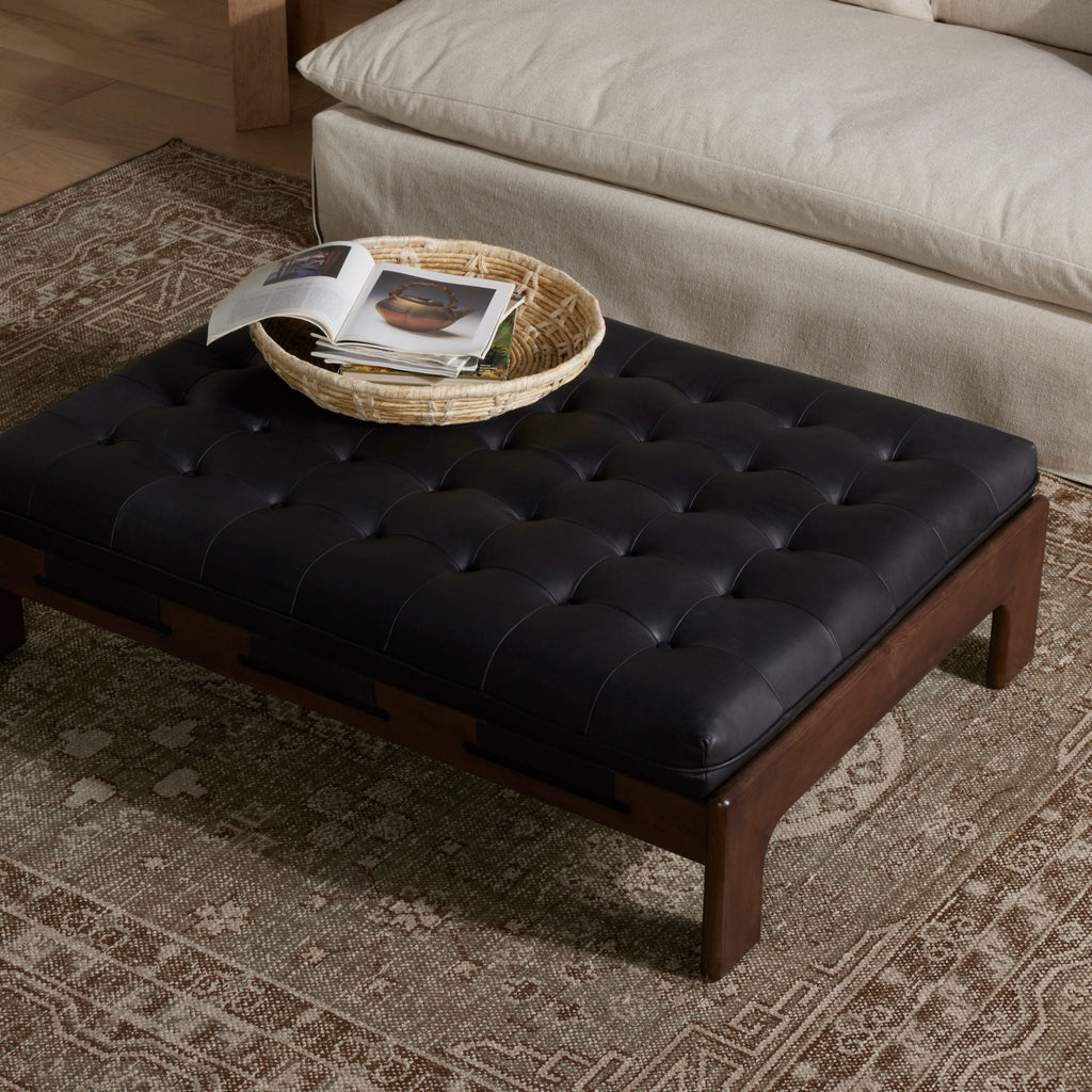 Bassano Tufted Ottoman, Leather - Sage InteriorsFH