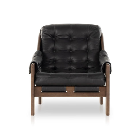 Bassano Tufted Sling Chair, Black Leather - Sage InteriorsFHAccent Chair