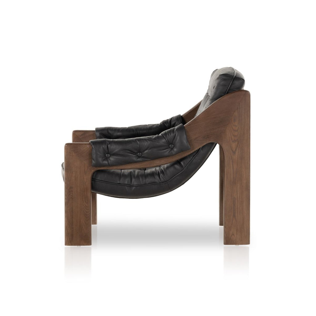 Bassano Tufted Sling Chair, Black Leather - Sage InteriorsFHAccent Chair