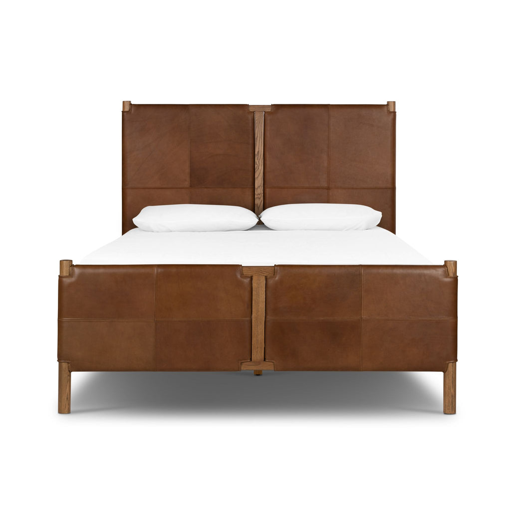 Bassano Heritage Ash & Leather Bed