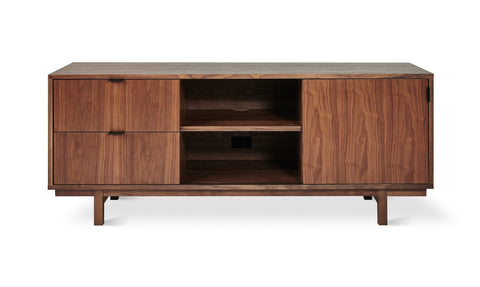 Belmont Walnut Media Stand – Sliding Panel TV Console with Cable Management - Sage InteriorsSage InteriorsCabinet