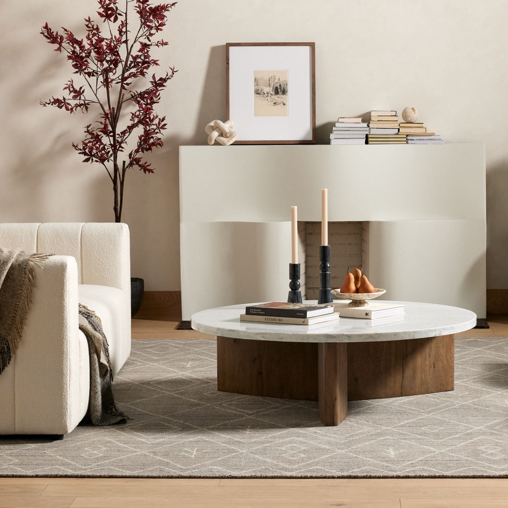 Bina Coffee Table, Italian White Marble - Sage InteriorsFH
