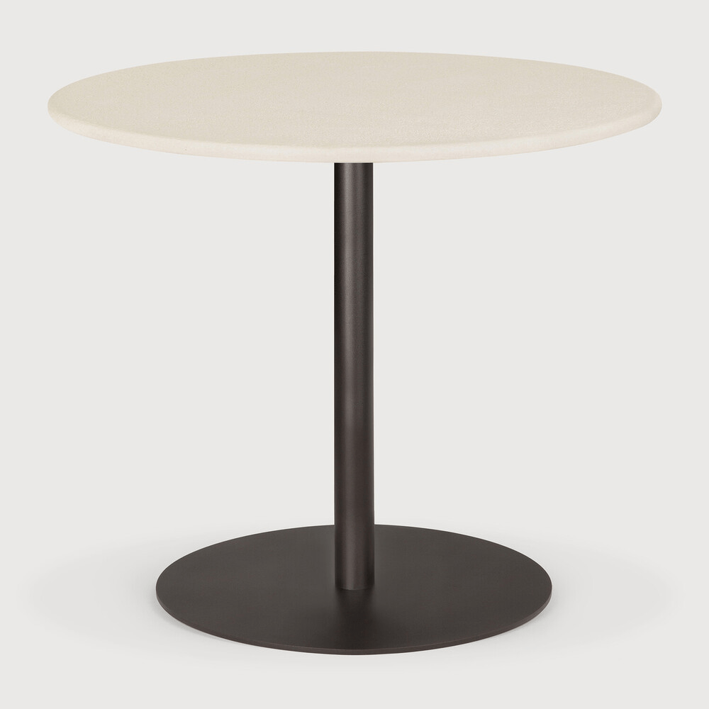 Blend Dining Table - Varnished Microcement Top - Off White - Dark Bronze Base - Round - Sage InteriorsEthnicraftDining Table