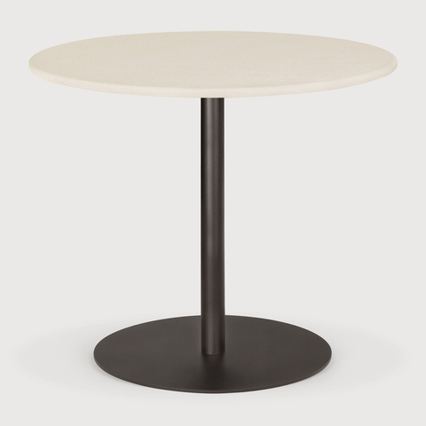 Blend Dining Table - Varnished Microcement Top - Off White - Dark Bronze Base - Round - Sage InteriorsEthnicraftDining Table