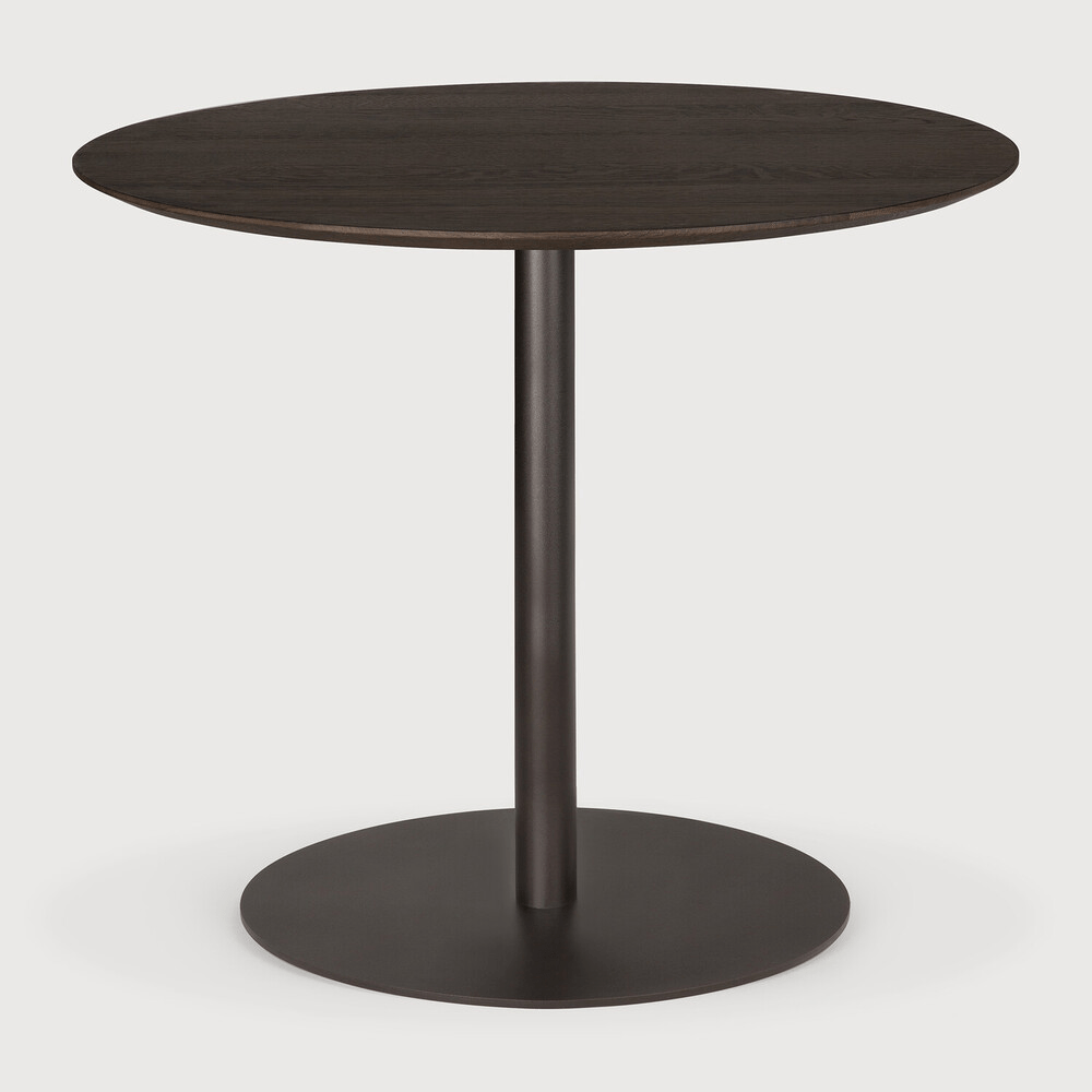 Blend Dining Table - Varnished Oak Top - Dark Bronze Base - Round - Sage InteriorsEthnicraftDining Table