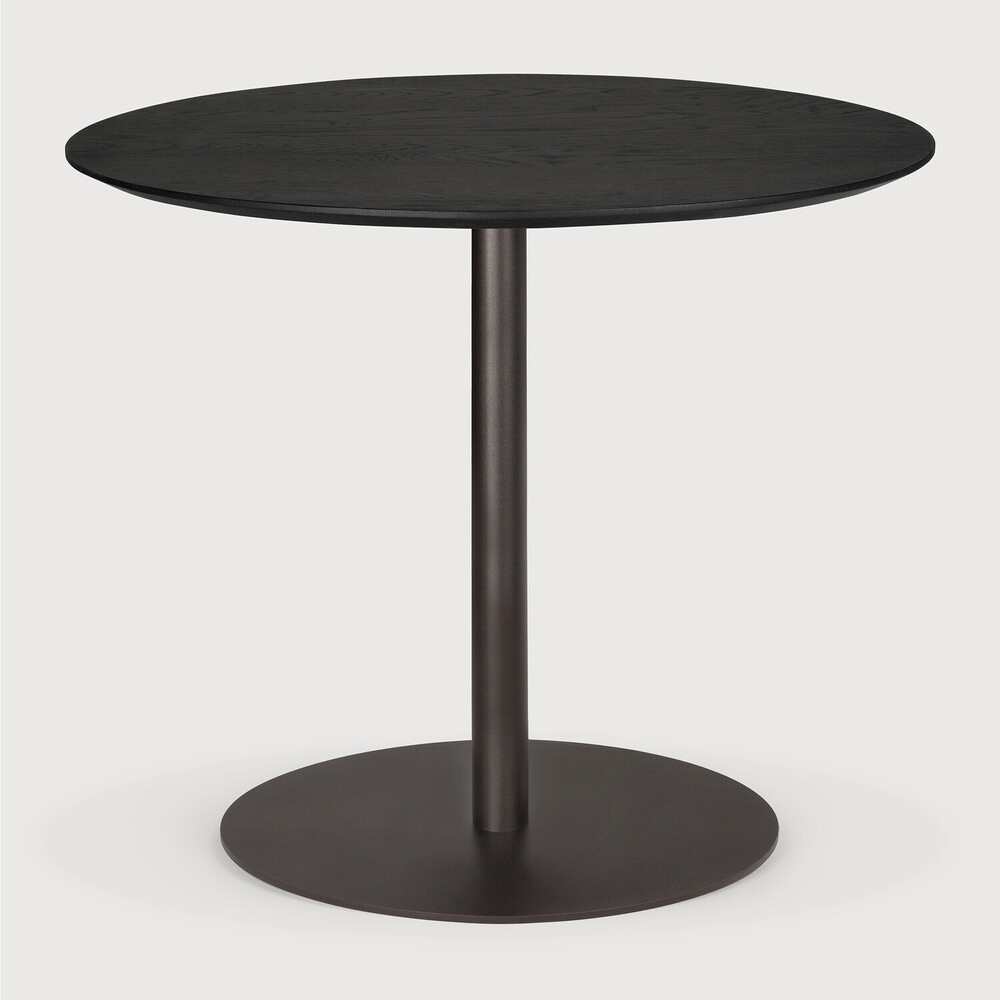 Blend Dining Table - Varnished Oak Top - Dark Bronze Base - Round - Sage InteriorsEthnicraftDining Table