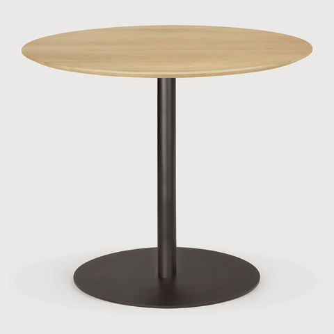 Blend Dining Table - Varnished Oak Top - Dark Bronze Base - Round - Sage InteriorsEthnicraftDining Table