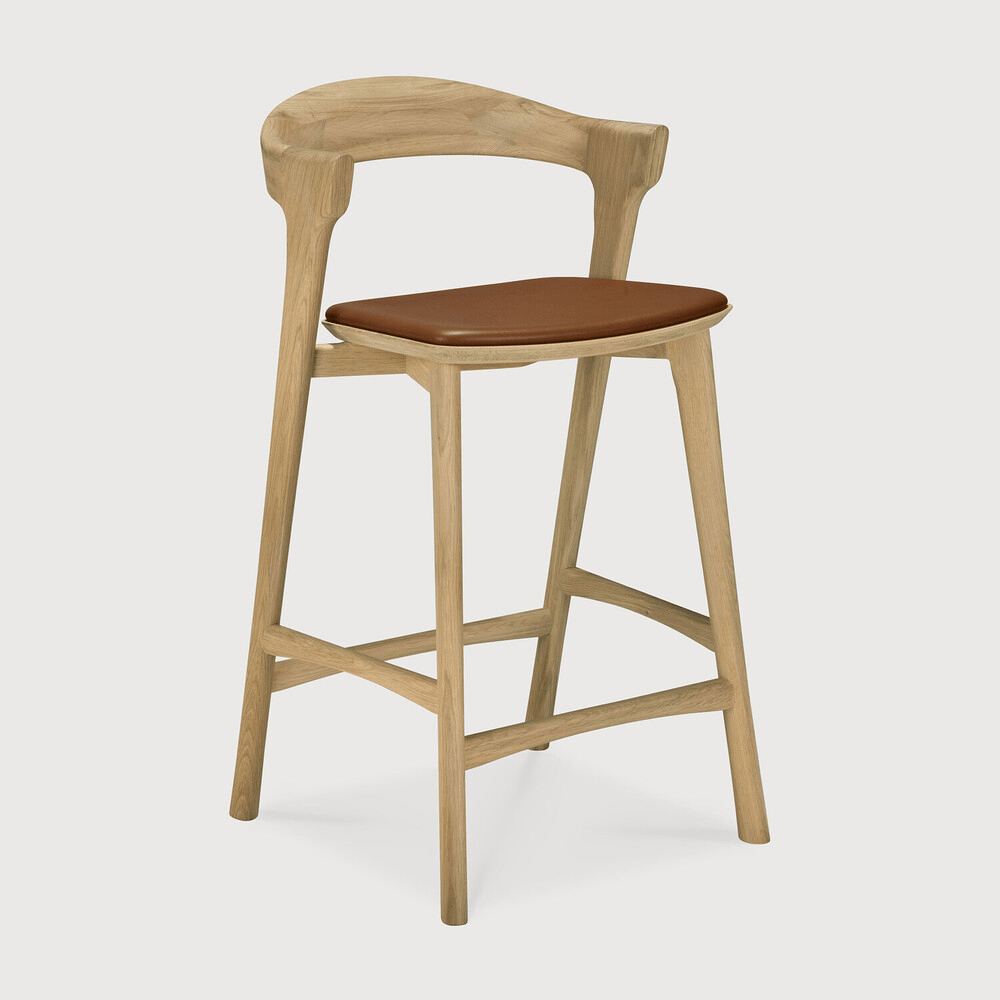 Bok Counter Stool - Varnished Oak - Cognac Leather - Sage InteriorsEthnicraftCounter Stool