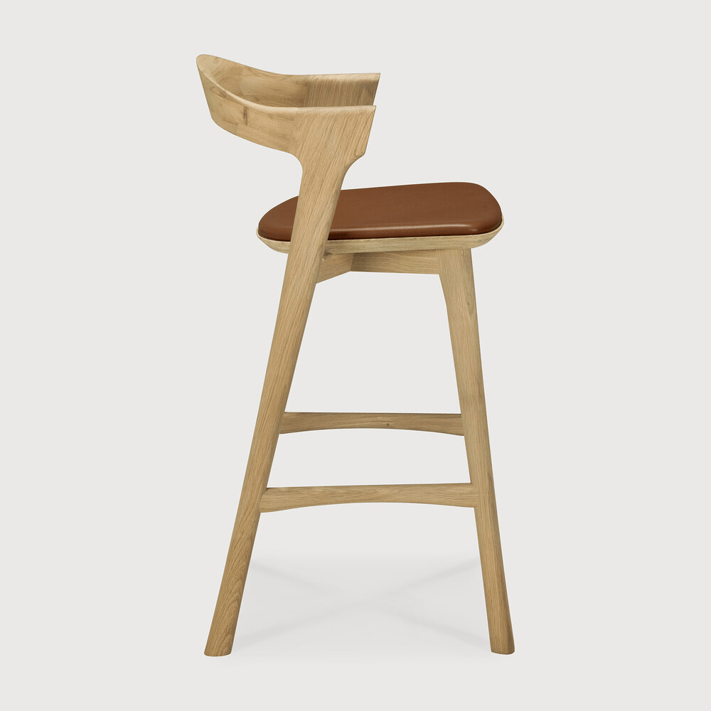 Bok Counter Stool - Varnished Oak - Cognac Leather - Sage InteriorsEthnicraftCounter Stool