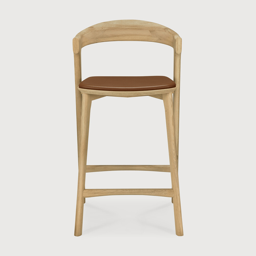 Bok Counter Stool - Varnished Oak - Cognac Leather - Sage InteriorsEthnicraftCounter Stool