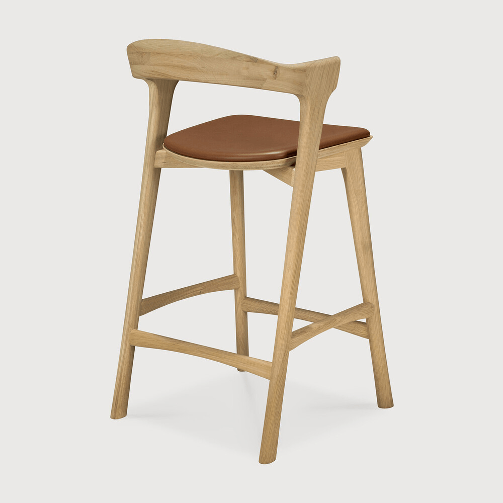 Bok Counter Stool - Varnished Oak - Cognac Leather - Sage InteriorsEthnicraftCounter Stool