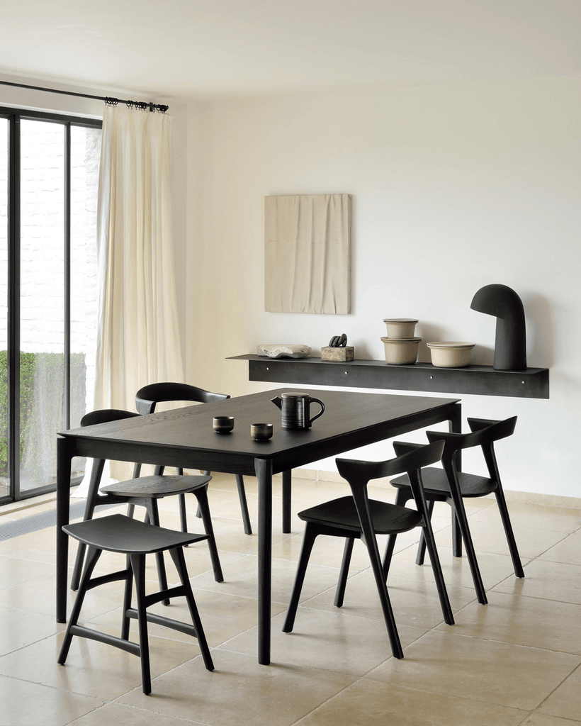 Bok Extendable Dining Table - Varnished Oak - Black - Rectangular - Sage InteriorsEthnicraftDining Table
