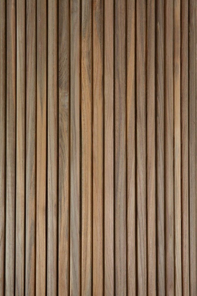 Close-up of a wooden panel with vertical slats