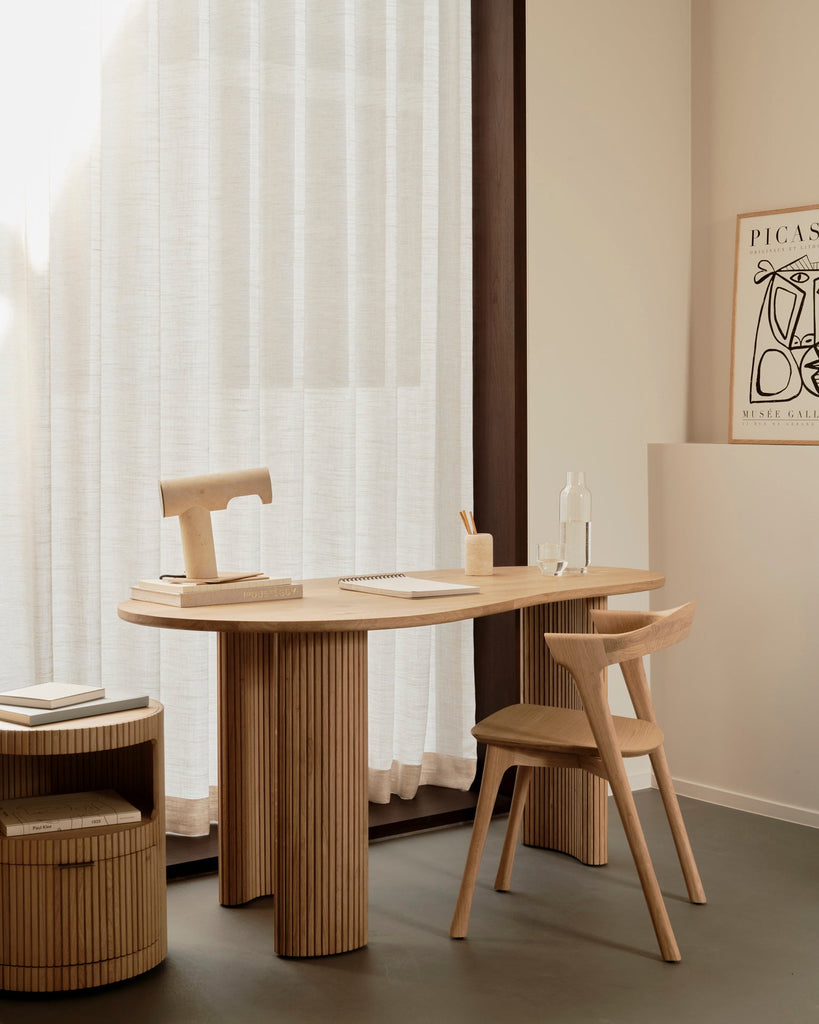 Boomerang Solid Oak Desk with Pebble Top & Curved Leg Design - Sage InteriorsEthnicraftDesk