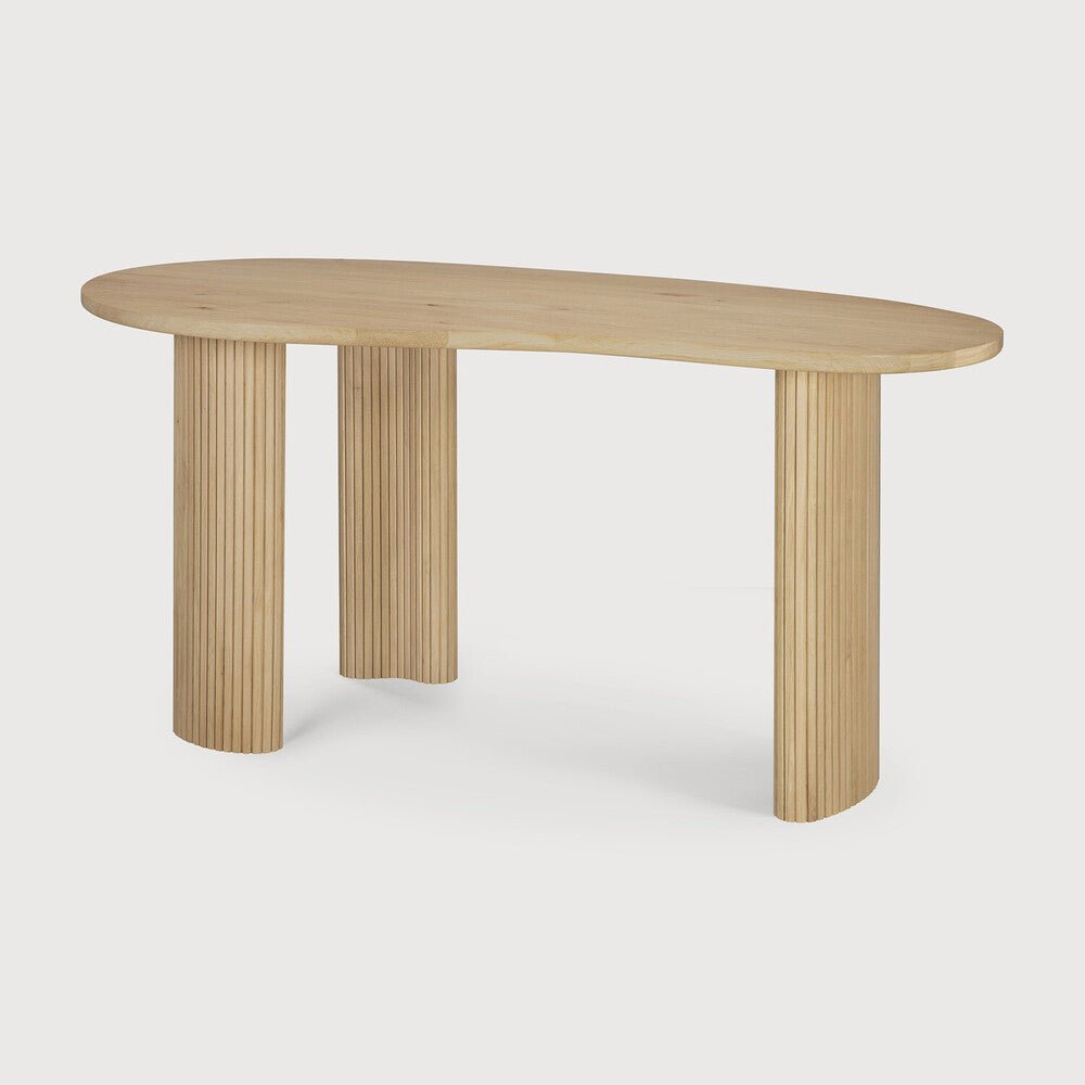 Boomerang Solid Oak Desk with Pebble Top & Curved Leg Design - Sage InteriorsEthnicraftDesk