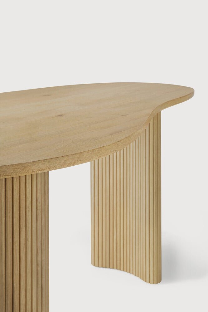 Boomerang Solid Oak Desk with Pebble Top & Curved Leg Design - Sage InteriorsEthnicraftDesk