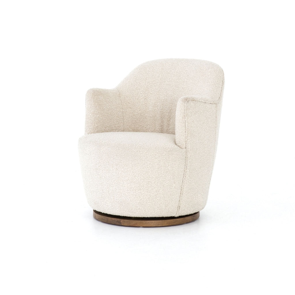Bouclé Swivel Chair, Performance Knoll Natural, Delivered to You Sooner